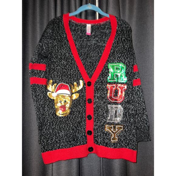 Ugly Christmas Sweater Cardigan Xmas Size Medium - Picture 1 of 3